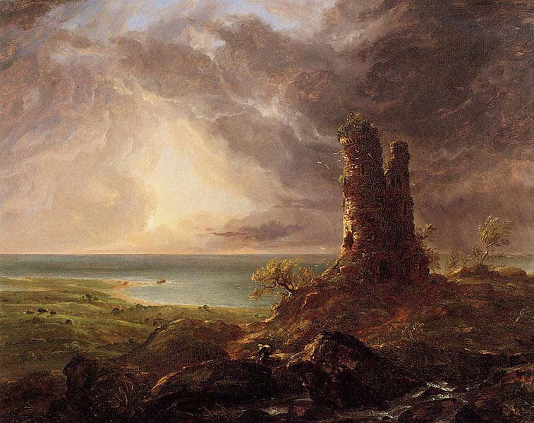 Romantic landscape with Ruined Tower